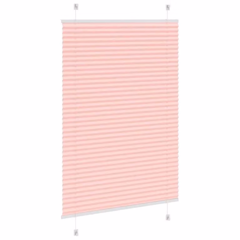 Berkfield Home Pink Single Pleat Polyester Fabric Blind W: 95 cm, H: 150 cm