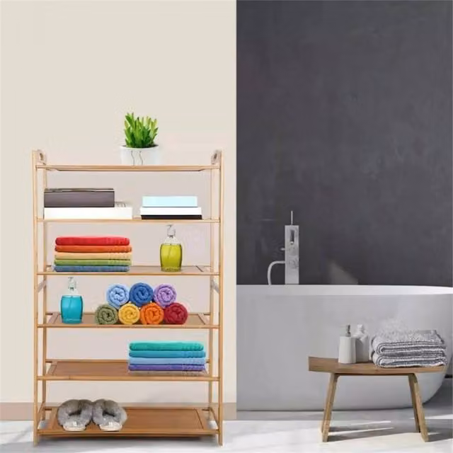 EONLION 6 Tier Wooden Shoe Rack in Brown, Width: 50 cm – 1