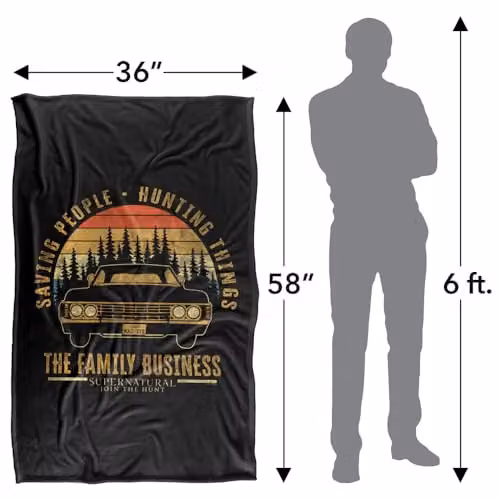 Warner Bros. Supernatural Driving Sunset Silky Touch Super Soft Fleece Throw Blanket, Multicolour, W: 91 cm, D: 147 cm – 4