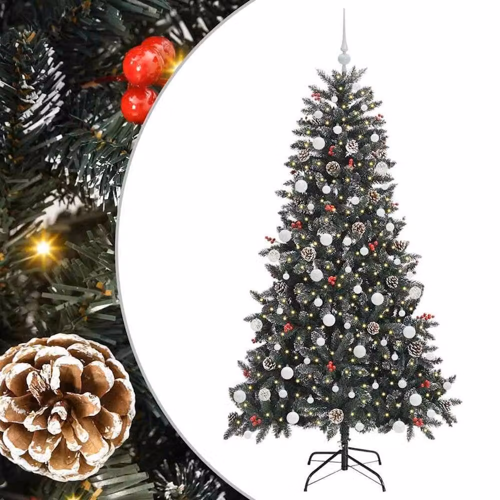 Berkfield Home Artificial Christmas Tree with 300 LEDs, Green, W/D/H: 99 x 99 x 180 cm – 2