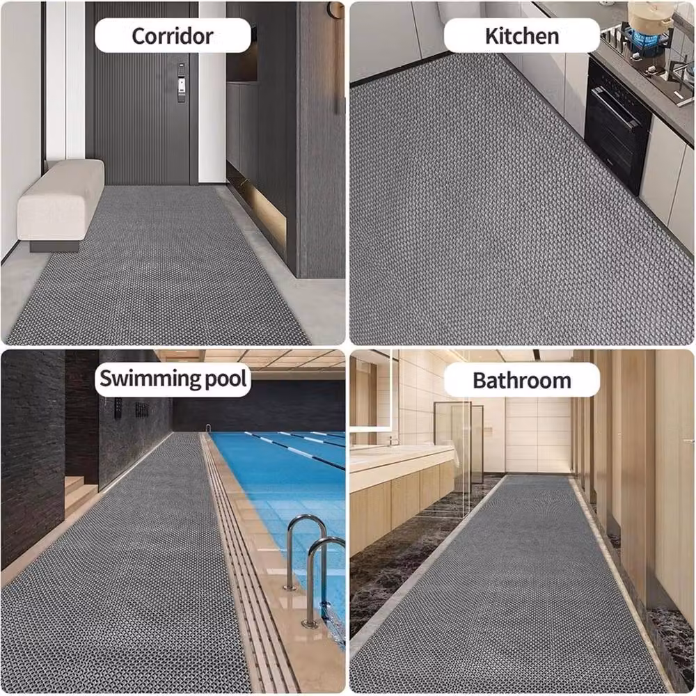EONLION Non Slip Grey Rubber Floor Mat, W/D/H: 100 x 100 x 0.5 cm – 4
