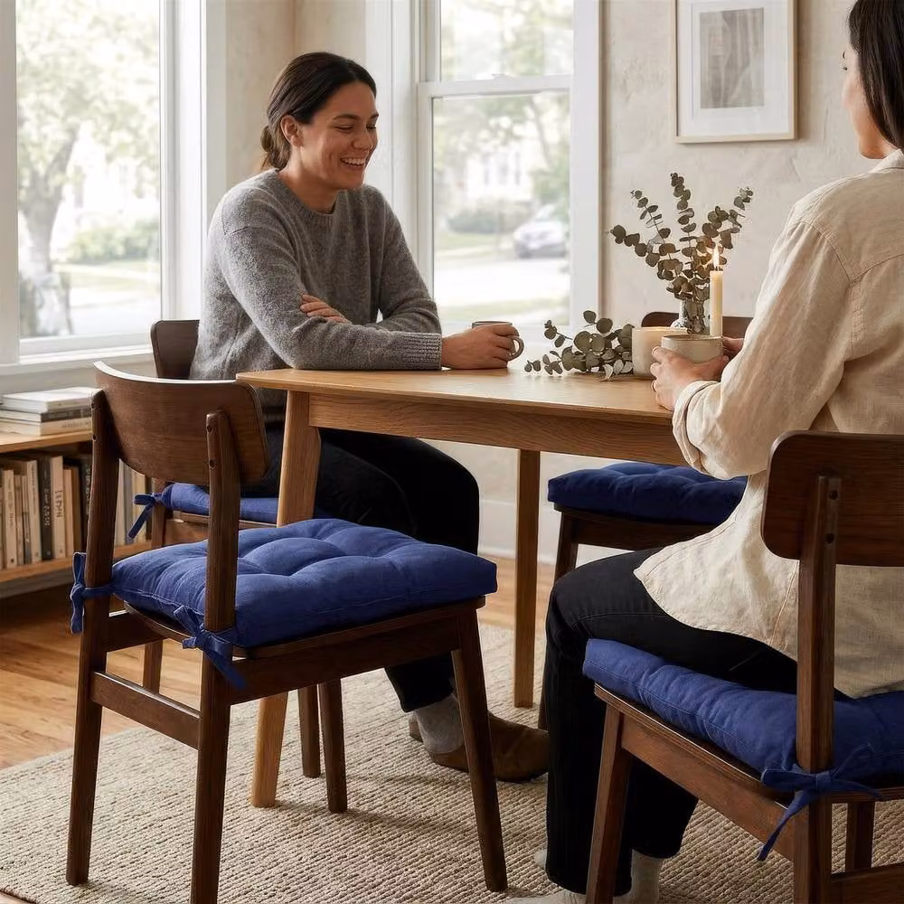 Harbour Housewares Pack of 2 Square Seat Pads in Blue, W/D/H: 40 x 40 x 40 cm – 3