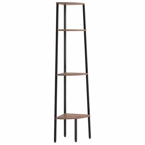 vidaXL 4-Tier Modern Freestanding Corner Shelf in Dark Brown and Black, W/D/H: 45.5 x 31.5 x 150 cm