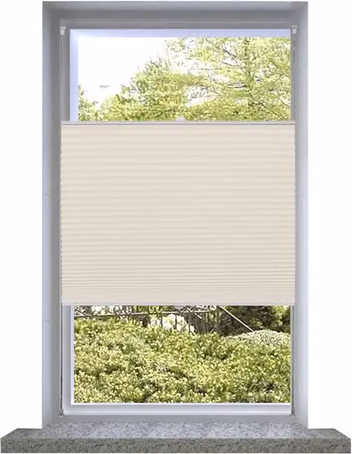 Berkfield Home Single Pleat Plisse Blind in Beige, W: 110 cm, H: 150 cm – 1