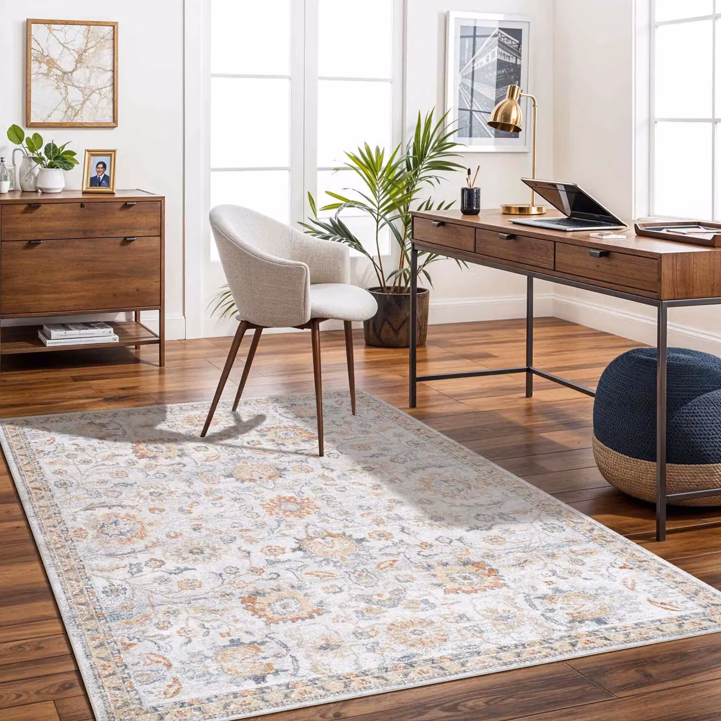 Livabliss Lilian Washable Vintage Boho Living and Dining Room Rug in Yellow and Grey, W: 160 cm, L: 215 cm – 4