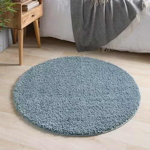 My Rug Denim Blue Round Shaggy Pile Non-Slip Washable Rug, Diameter: 100 cm – 2