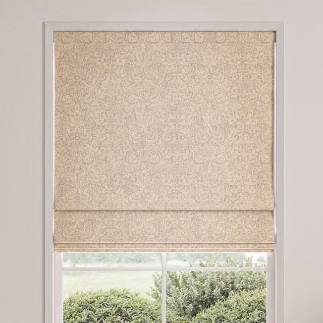 William Morris Acorn Floral Velvet Made To Measure Roman Blind in Beige