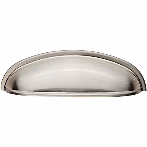 Loops Shaker Cup Pull Handle in Brushed Silver, W: 12.4 cm, H: 3.5 cm, Fixing Centres: 9.6 cm