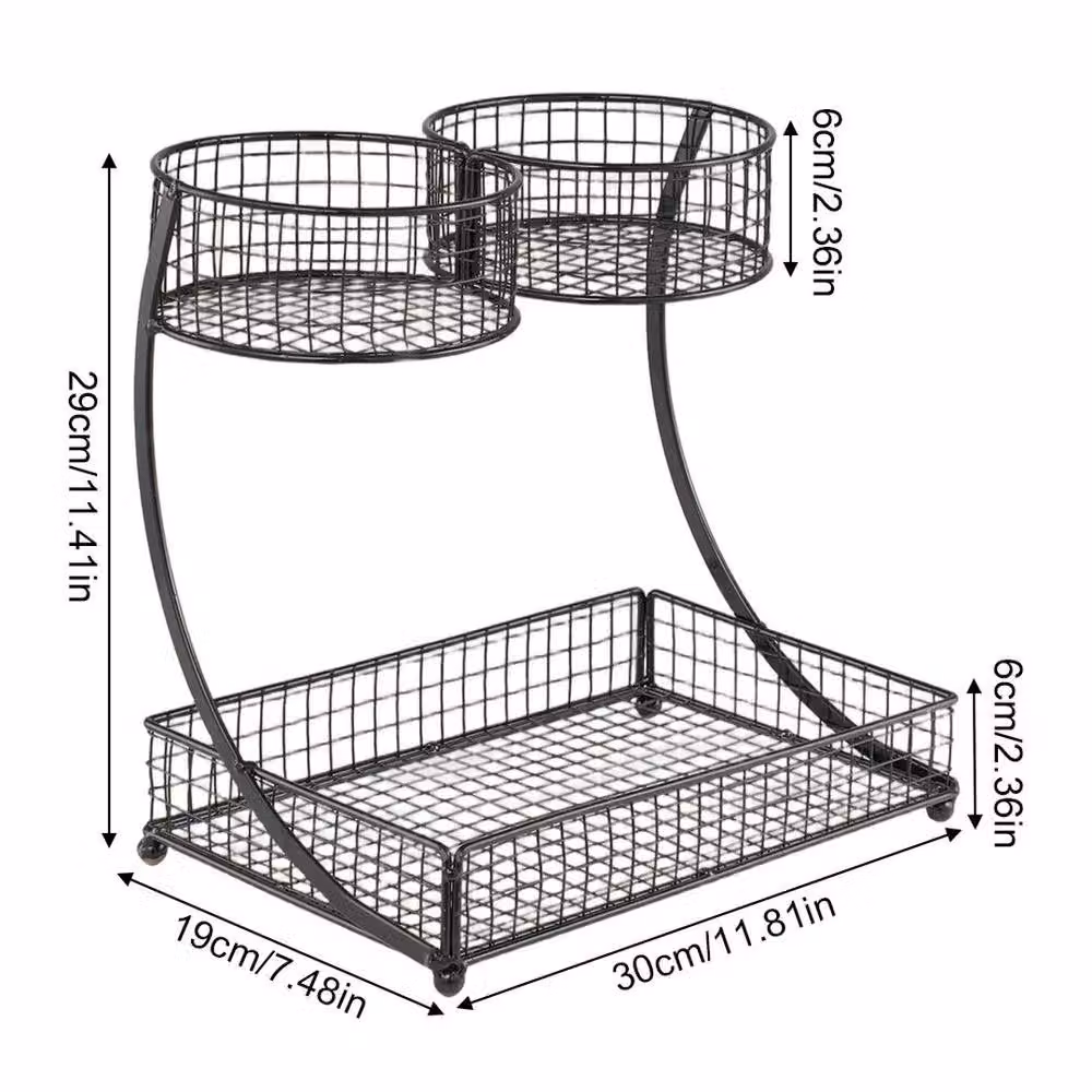 EONLION Black 2 Tier Metal Makeup and Kitchen Organizer Shelf, W/D/H: 50 x 50 x 50 cm – 2
