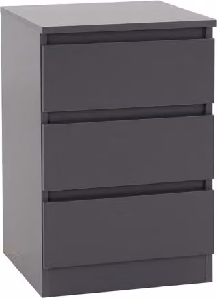 Seconique Malvern 3 Drawer Grey Bedside Table – 2
