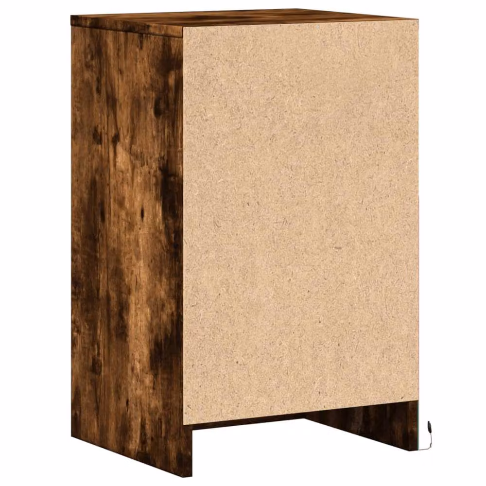 Berkfield Home Bedside Cabinet with Integrated LED Lights in Smoked Oak Brown – 4