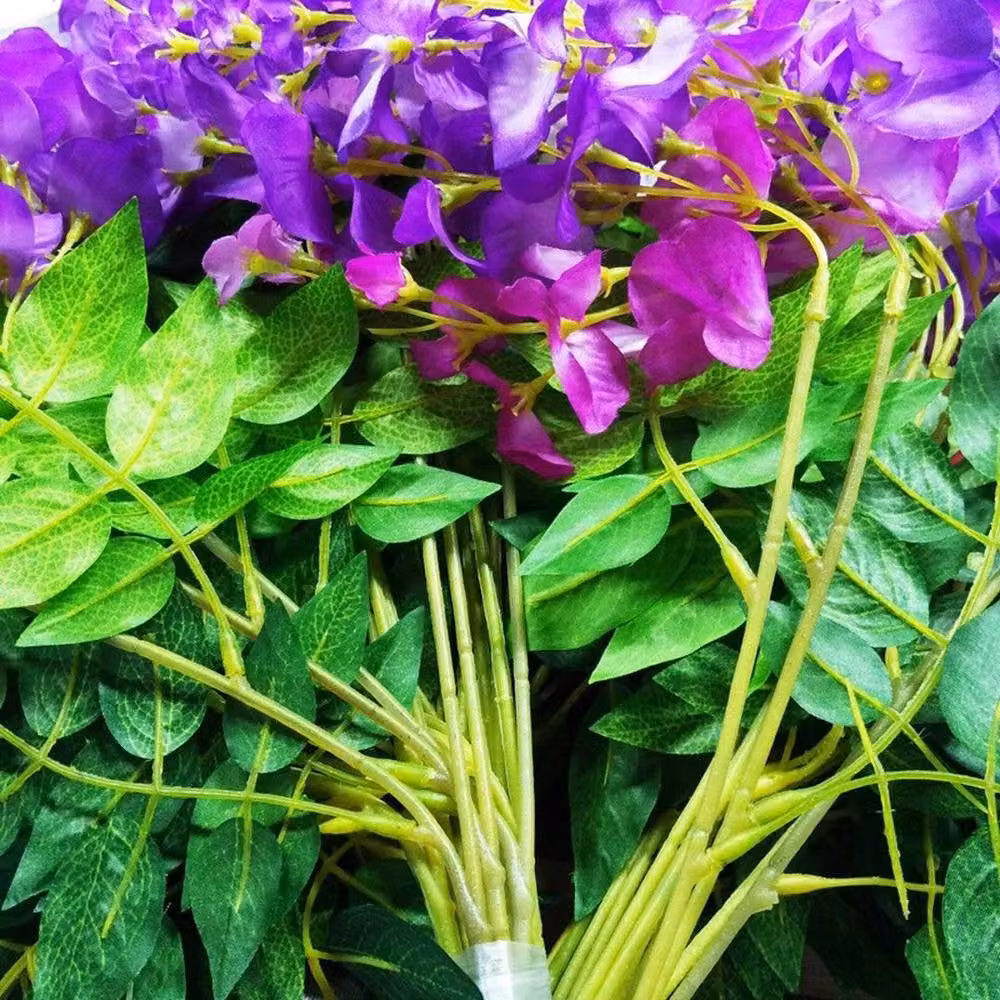 FLAVORA 12-Pack Purple Artificial Silk Wisteria Flower and Ivy Garland Vine for Weddings and Parties – 3