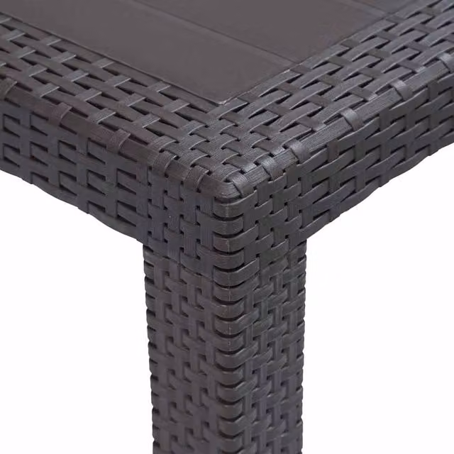 Berkfield Home Rectangular Garden Table in Brown Plastic Rattan Look, W/D/H: 220 x 90 x 72 cm – 1