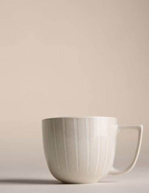 M&S Reactive Striped Ceramic Mug in Beige