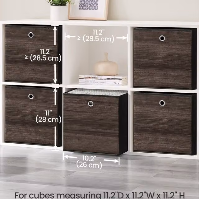 SONGMICS Set of 6 Fabric Storage Bins with Handles and Label Holders in Bronze