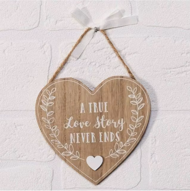 KDMD Love Story Heart Wall Plaque, 3 Pack, Brown Wood
