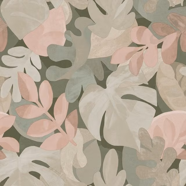 Grandeco Boutique Retro Leaf Botanical Floral Wallpaper in Green and Multicolour