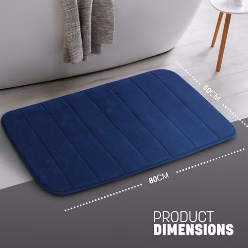 Keplin Memory Foam Bath Mat, Blue, W: 50 cm, L: 80 cm – 3