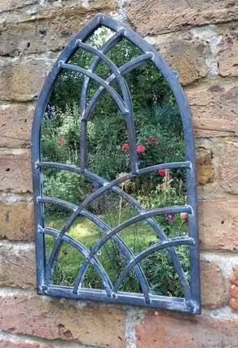 Inspirational Gifting Shillington Arched Window Mirror in Grey, W/H: 40 x 24 cm