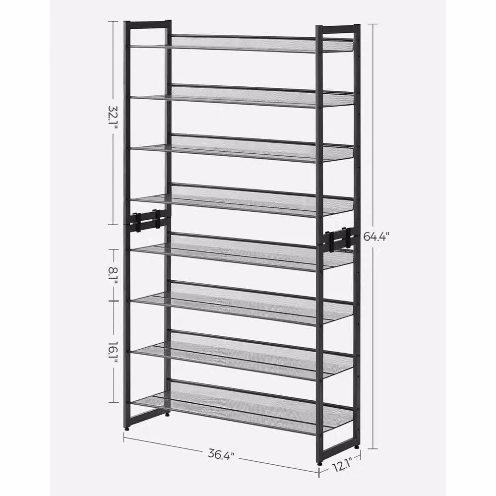 Kelvenix Black 8-Tier Metal Stackable Shoe Rack – 2