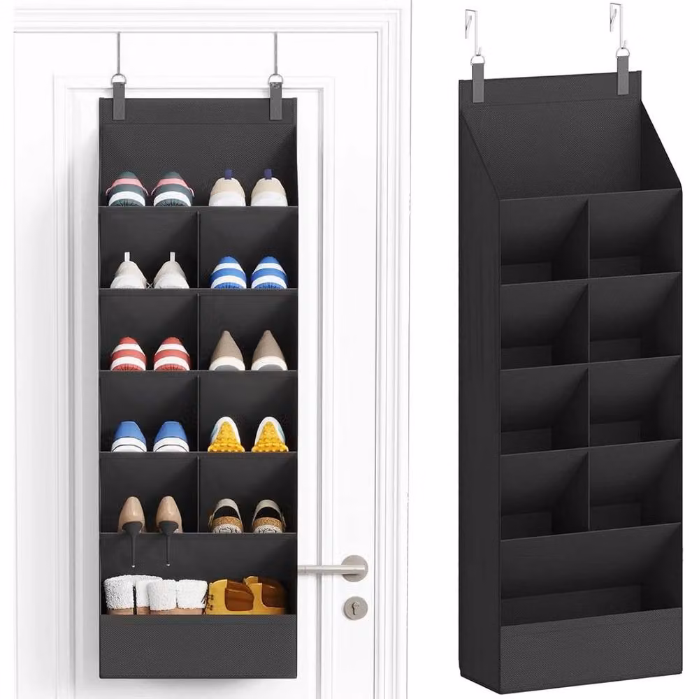 FORGEVIO Black 10 Pocket Over the Door Shoe Organiser – 6