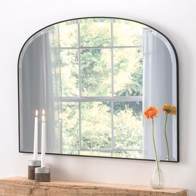 Yearn Simplicity Arch Bevelled Mantle Wall Mirror in Black