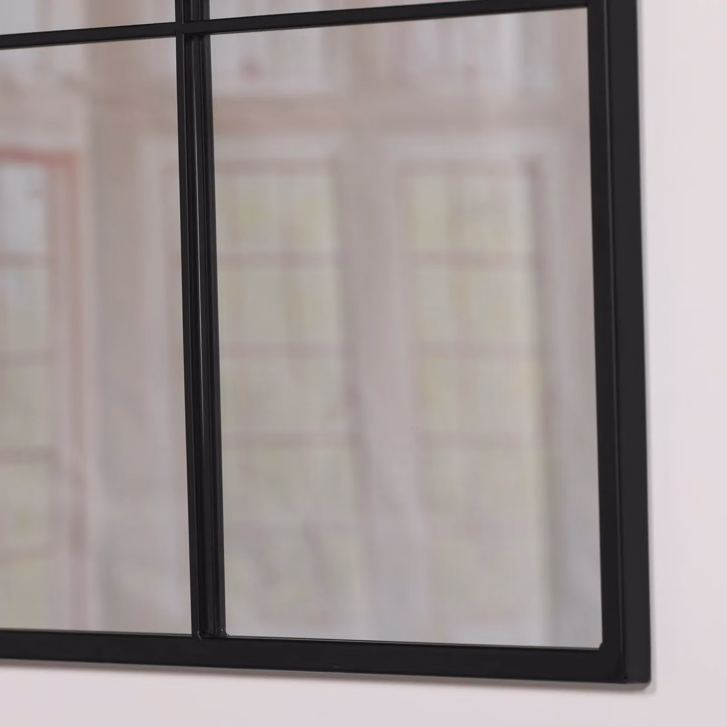 Glasstone Black Metal Square Window Wall Mirror W: 60 cm, H: 60 cm, D: 1.5 cm – 2