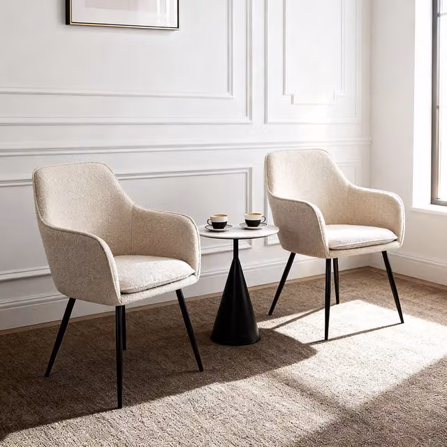 Home Garden Direct Muse Boucle Accent Chair Set of 2 in White