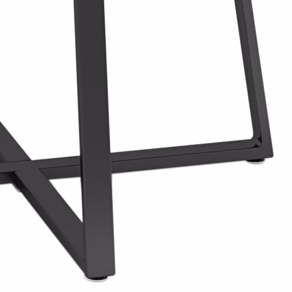 Living and Home Modern Round Tempered Glass Dining Table in Black – 7