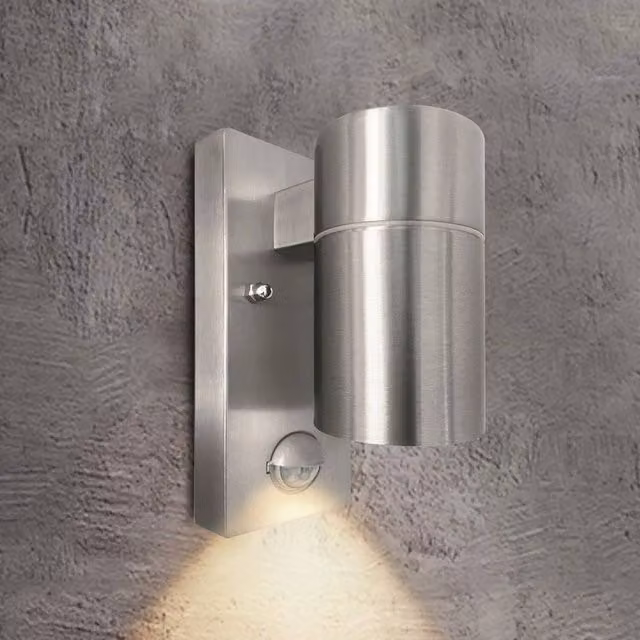 Kelvenix Silver Stainless Steel and Aluminium Outdoor Wall Light with PIR Motion Sensor