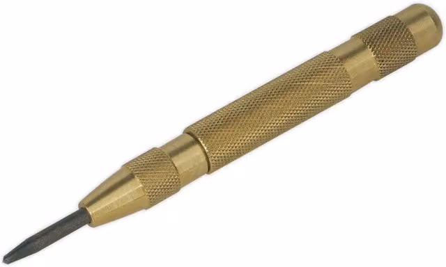 Loops 125mm Automatic Centre Punch with Gold Knurled Brass Barrel and Spring Loaded Steel Point