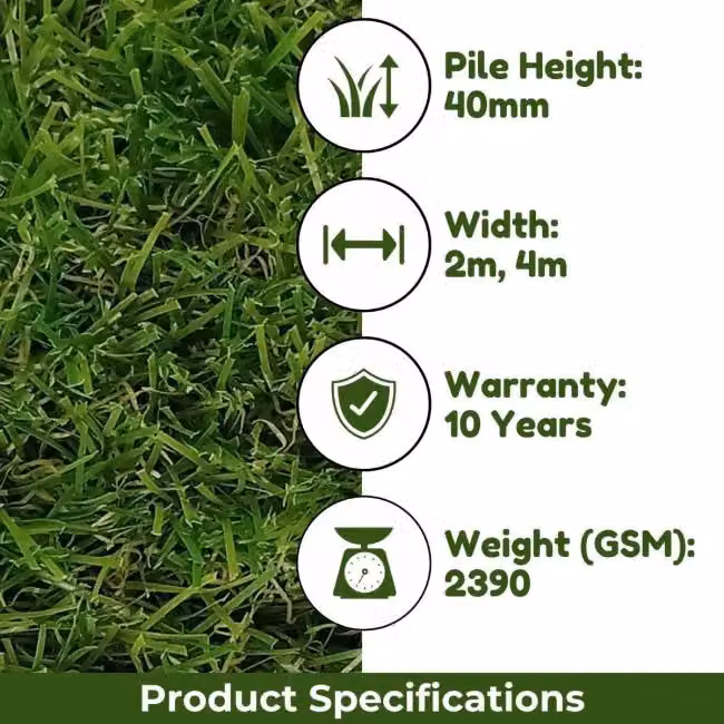 Artificial Grass GB Cape Verde 40mm Artificial Grass in Green, W x D: 400 x 400 cm – 3