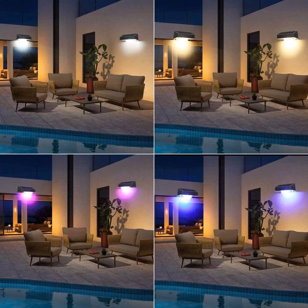 Kelvenix Set of 4 Solar Powered LED Garden Wall Lights in Black – 4