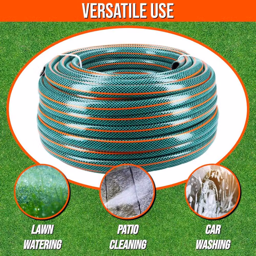 FLAVORA Reinforced Green Garden Hose Pipe Reel, 25m – 4