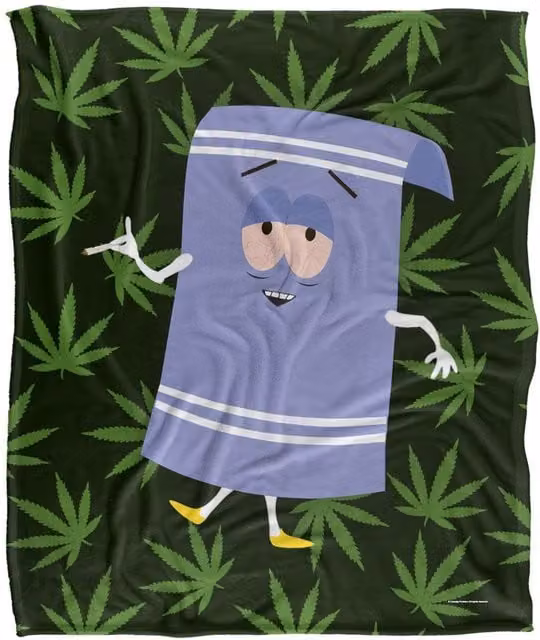 LOGOVISION South Park Towlie Pot Leaves Super Soft Microfibre Fleece Throw Blanket, W: 152 cm, D: 127 cm, Multicolour – 6