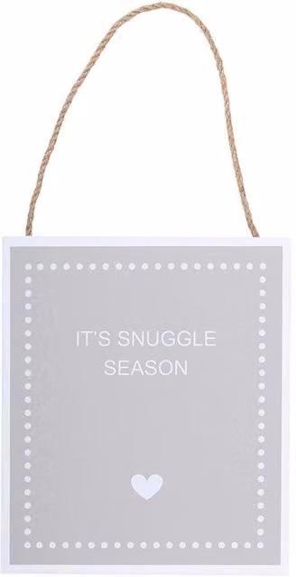 Something Different It's Snuggle Season Rustic Wooden Hanging Sign in Black, White and Grey