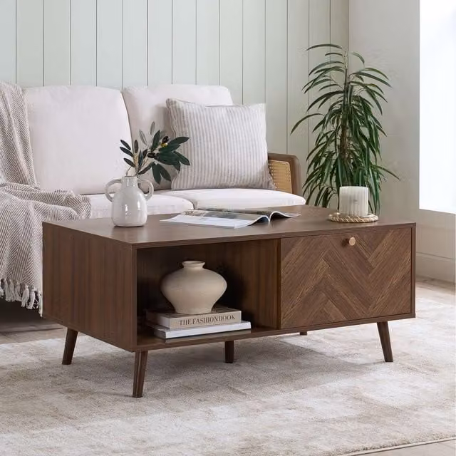 Birlea Herringford 1 Drawer Coffee Table in Brown Walnut Wood Finish