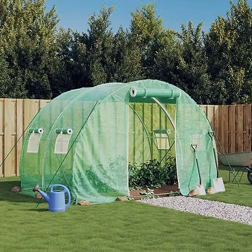 vidaXL Greenhouse with Steel Frame in Green, 6 m2, W: 300 cm, D: 200 cm, H: 200 cm – 2