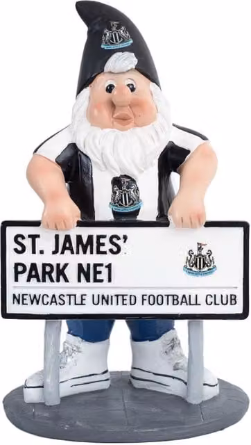 Newcastle United FC Street Sign Garden Gnome in White and Black Plastic Tabletop Decor