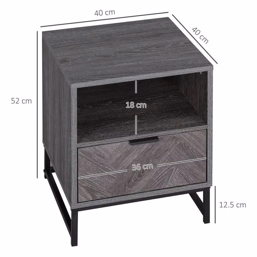 Wyld Haus Halapa Set of 2 Dark Grey Bedside Tables with Drawer and Shelf – 3