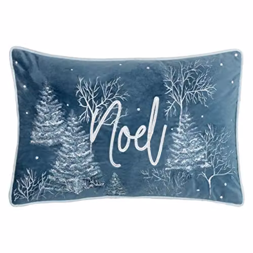 Furn Arcticus Noel Blue Velvet Rectangular Cushion W/D/H: 50 x 30 x 1 cm – 1