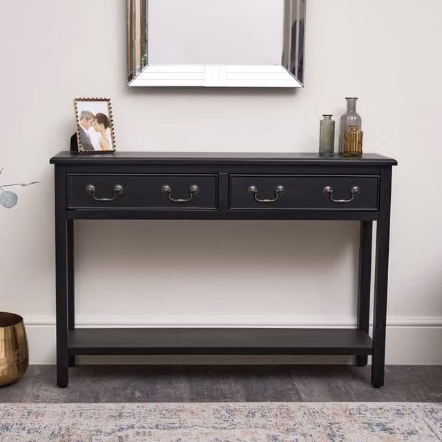 Melody Maison Black 2 Drawer Metal Console Table – 1