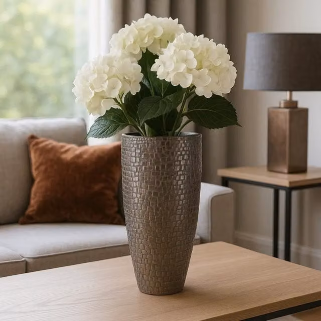 Orsina Arya Geometric Modern Silver Metal Tabletop Vase