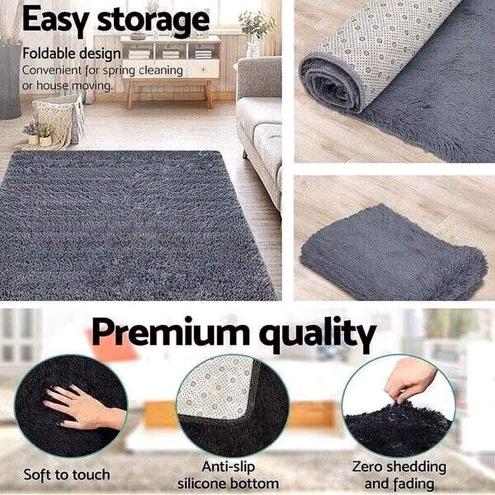 YnysTec Fluffy Soft Shaggy Rug in Beige, W/D/H: 120 x 60 x 4 cm – 3