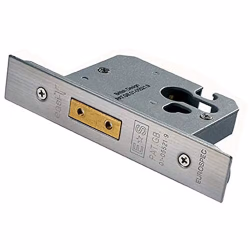 Loops 76mm Euro Profile Mortise Deadlock with Strike Plate in Satin Stainless Steel
