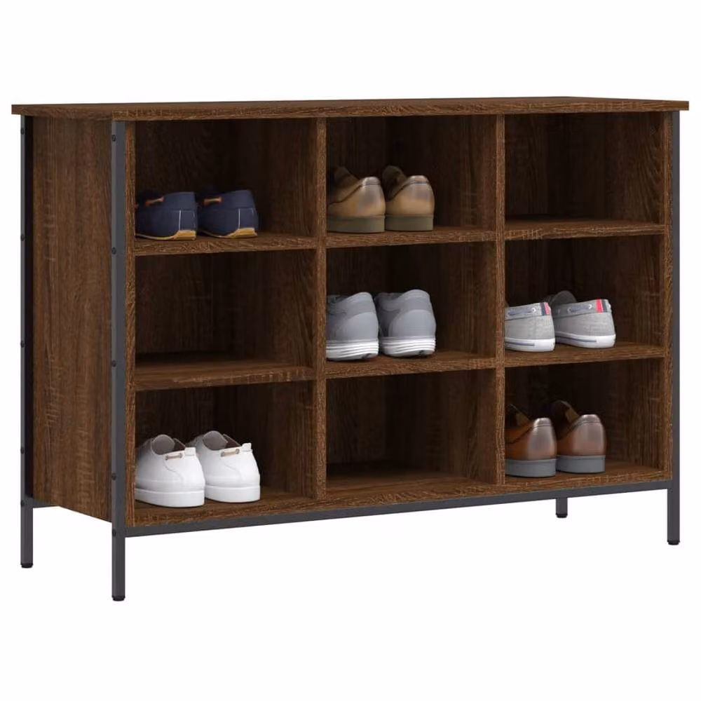 Berkfield Home Industrial Shoe Cabinet in Brown Oak, W/D/H: 100 x 35 x 70 cm – 3