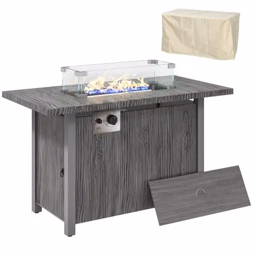Outsunny Propane Gas Fire Pit Table for Garden and Terrace, Dark Grey, W/D/H: 109 x 56 x 63 cm