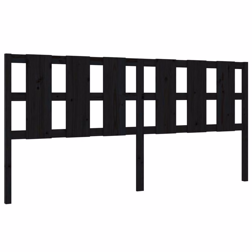 Berkfield Home Beautiful Bed Headboard in Black Solid Pine Wood, W: 205.5 cm, D: 4 cm, H: 100 cm – 2