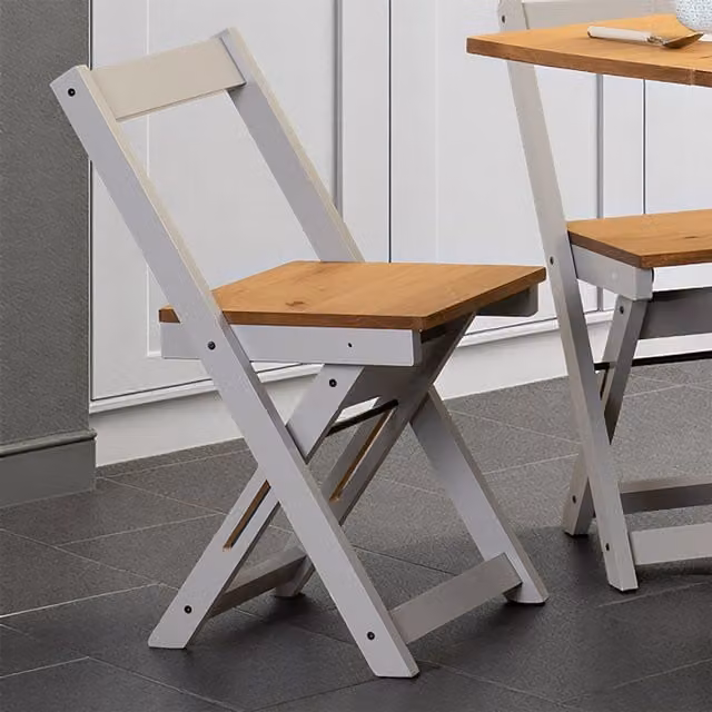 Seconique Santos Folding Dining Chairs, Box of 2, Grey Slate and Distressed Waxed Pine – 1
