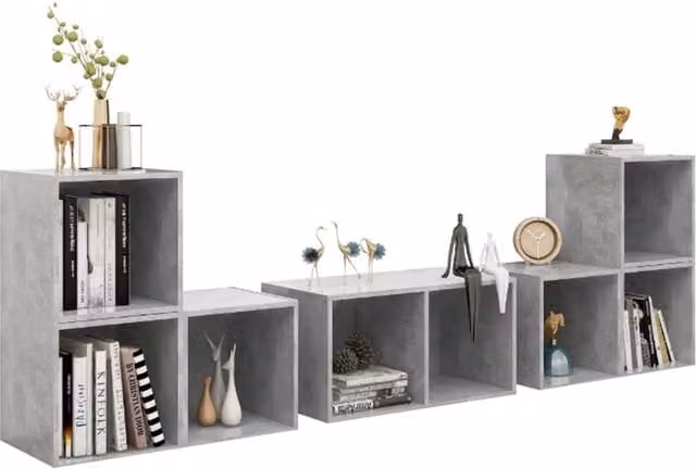 Berkfield Home Classic 6 Piece TV Cabinet Set in Concrete Grey Matt MDF – 1